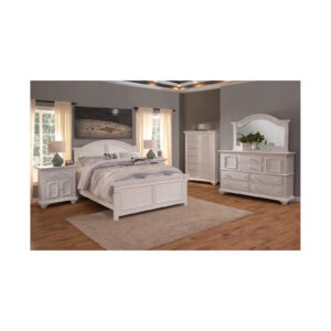 6510 Cottage Traditions 5 Pcs Bedroom Set- Queen Arched Bed, High Dresser, Mirror, Chest, Large Nightstand