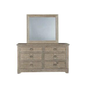 Queen Arched Panel Bed, Dresser, Mirror, 1 Drawer Nightstand