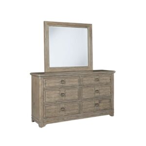 Queen Arched Panel Bed, Dresser, Mirror, 1 Drawer Nightstand