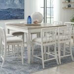 16_8510dining_Gathering Table w leaf_8 counter ht white chairs_RS
