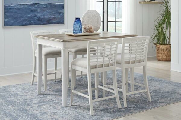 17_8510dining_Gathering Table no leaf_4 counter ht white chairs_RS